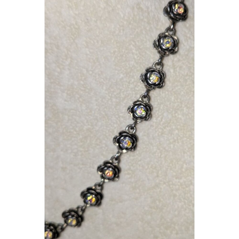 Premier Designs Aurora Borealis Rose Necklace 14-18 Silver Tone Metal Extender - Picture 11 of 11